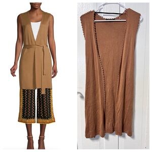 Kobi Halperin Sleeveless Cardigan Open Edna Sweater Vest brown size medium